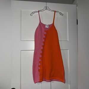 Tach Pink and Orange Knit Mini Tank Dress Medium
